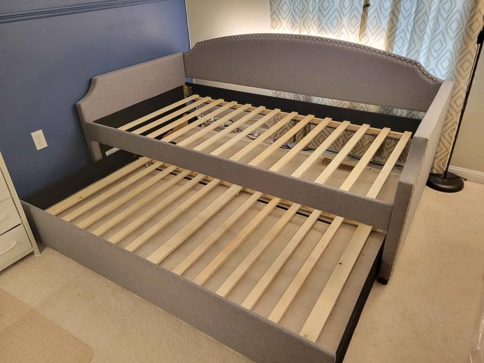 Grey Upholstered Daybed with Trundle - photo 2