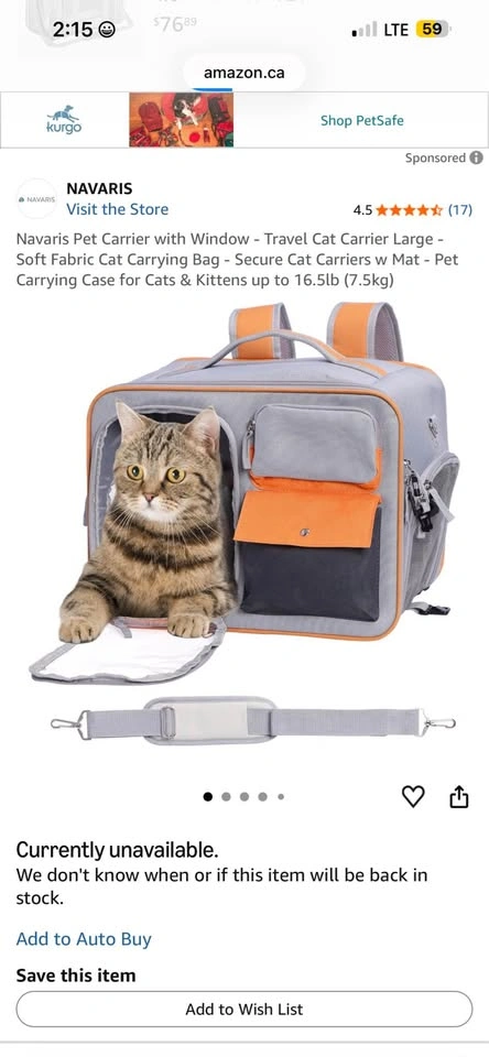 Navaris Pet Carrier with Window - Large Travel Cat Bag - NEW - photo 2