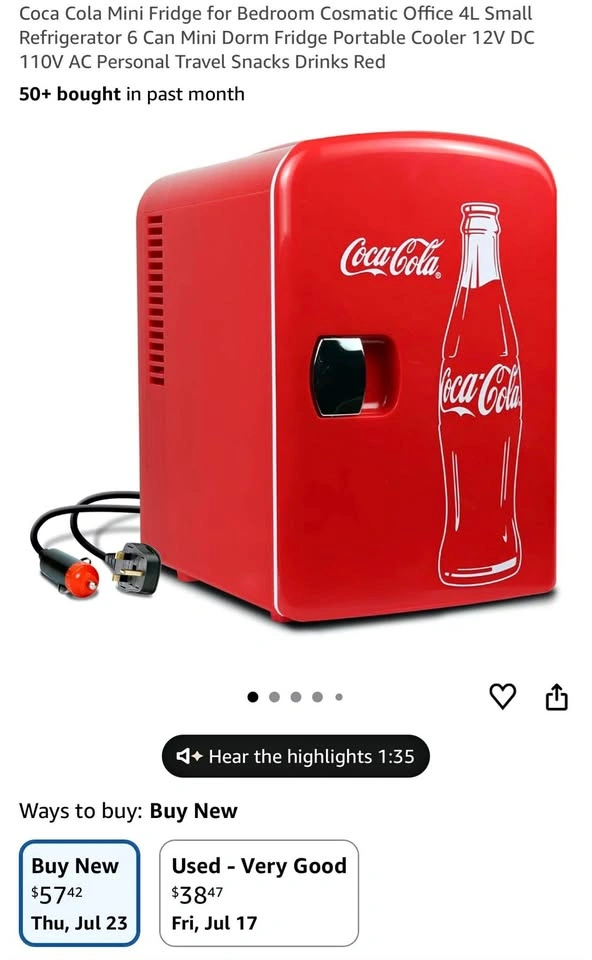 Coca Cola Mini Fridge (6 Can)