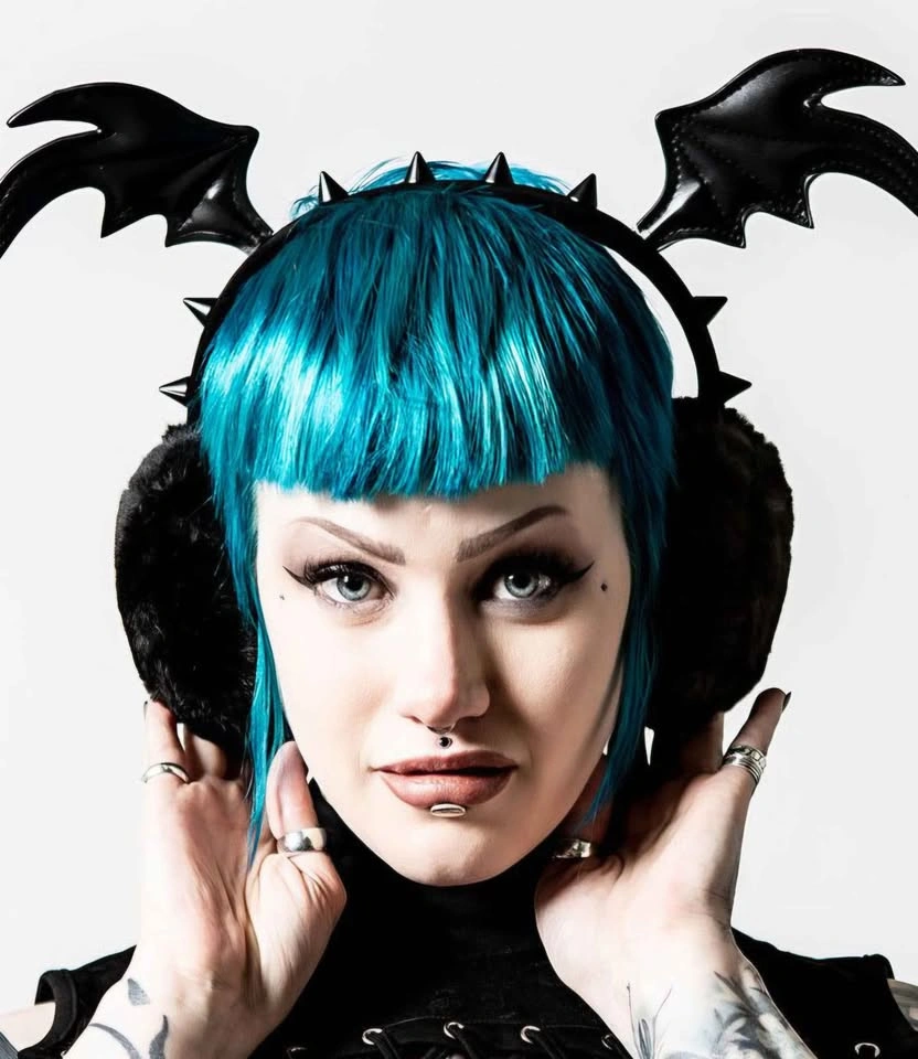 Killstar goth bat wings spiked ear muffs