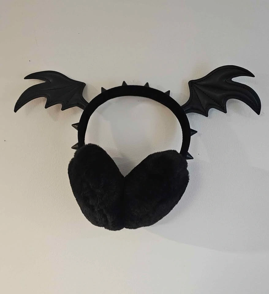 Killstar goth bat wings spiked ear muffs - photo 2