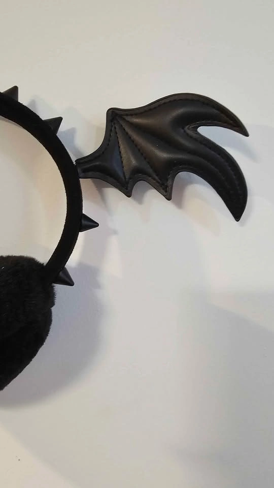Killstar goth bat wings spiked ear muffs - photo 3