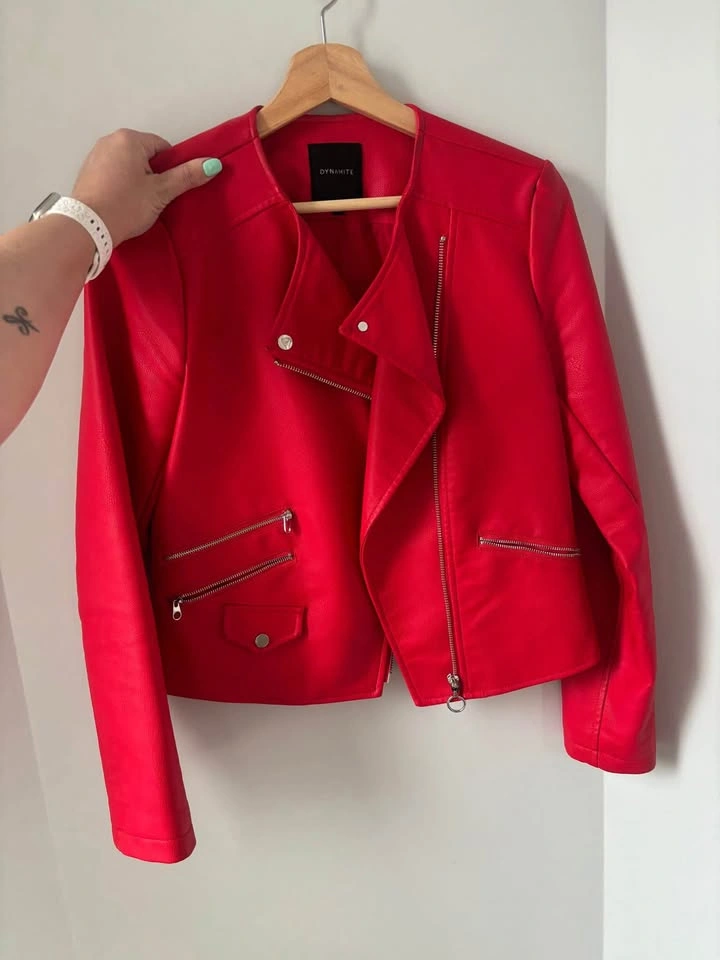 Dynamite red faux leather jacket