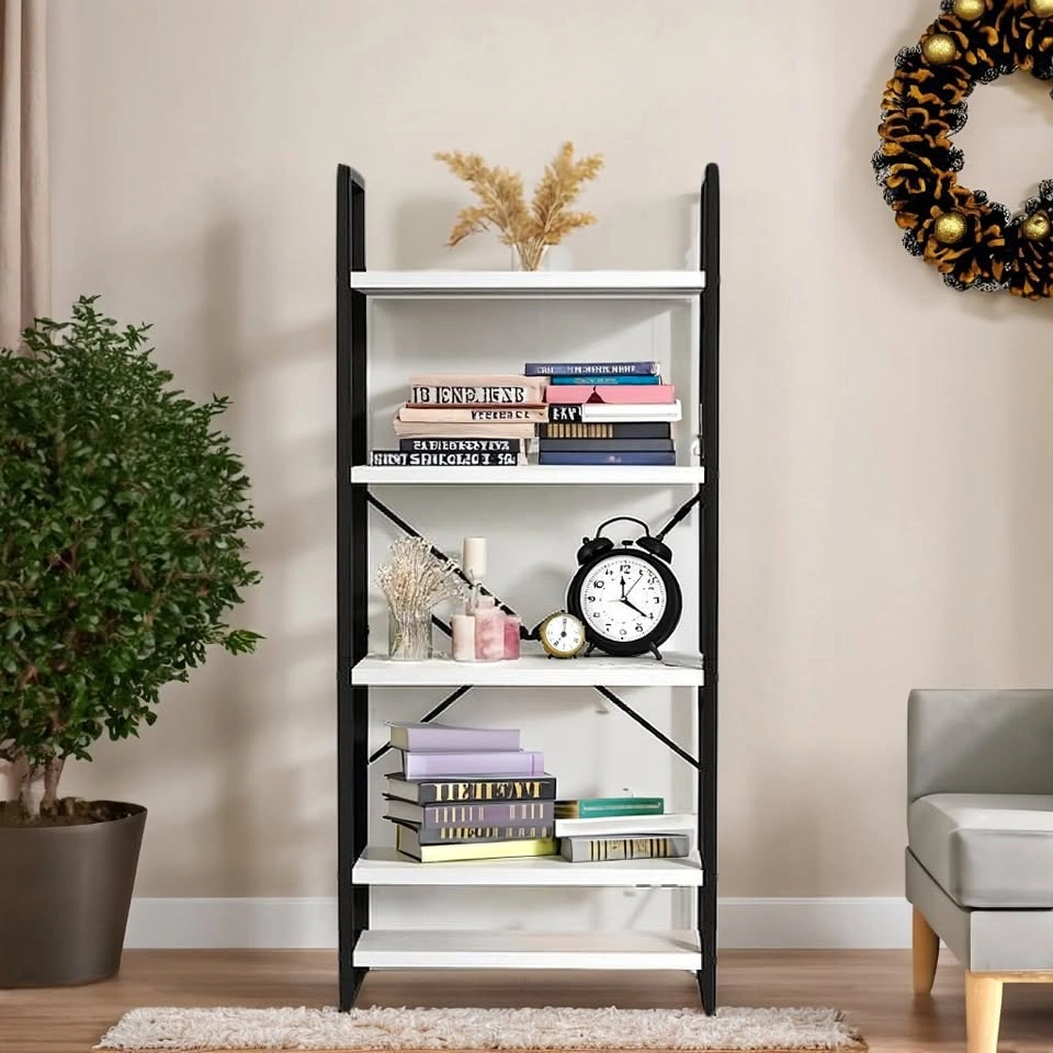 BS039 A1960 5-Tier Rustic Bookshelf – Modern Tall Storage