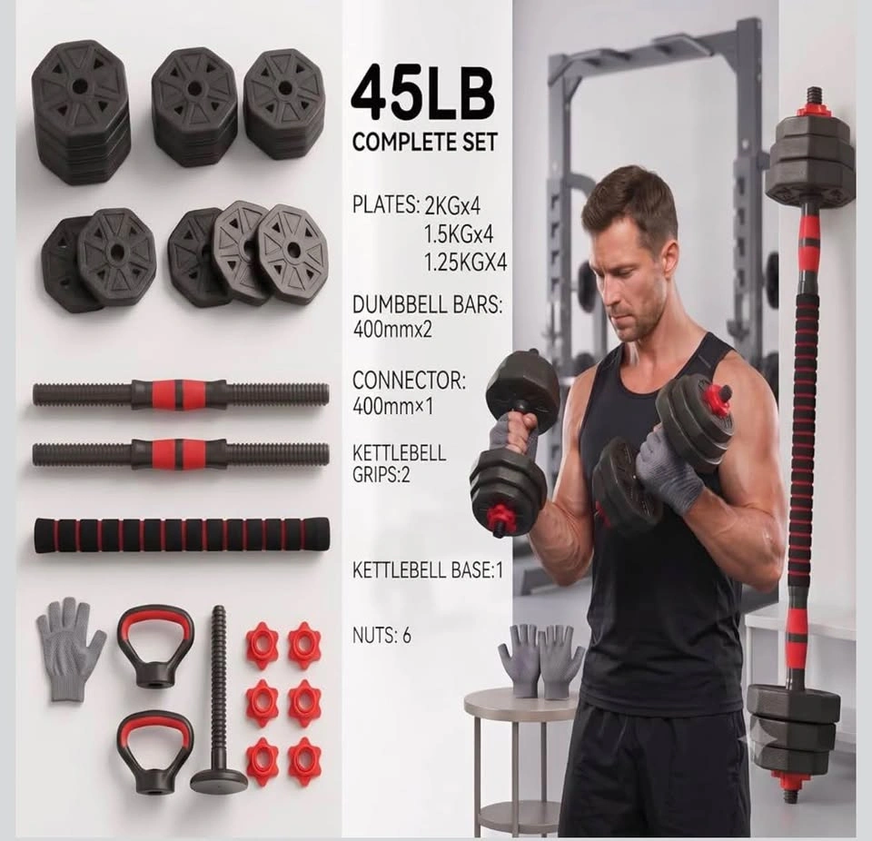 45LB 6-in-1 Adjustable Dumbbell & Barbell Weight Set - photo 2