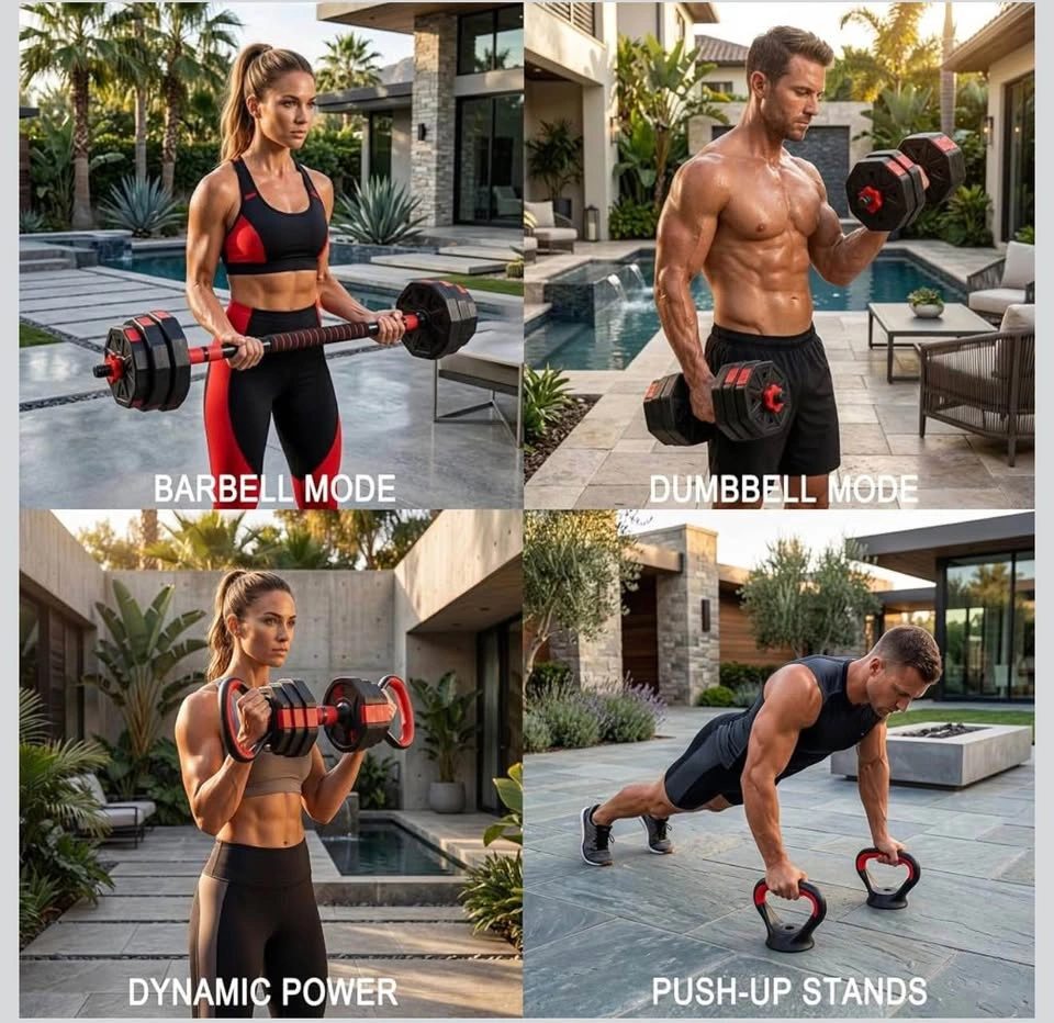 45LB 6-in-1 Adjustable Dumbbell & Barbell Weight Set - photo 4