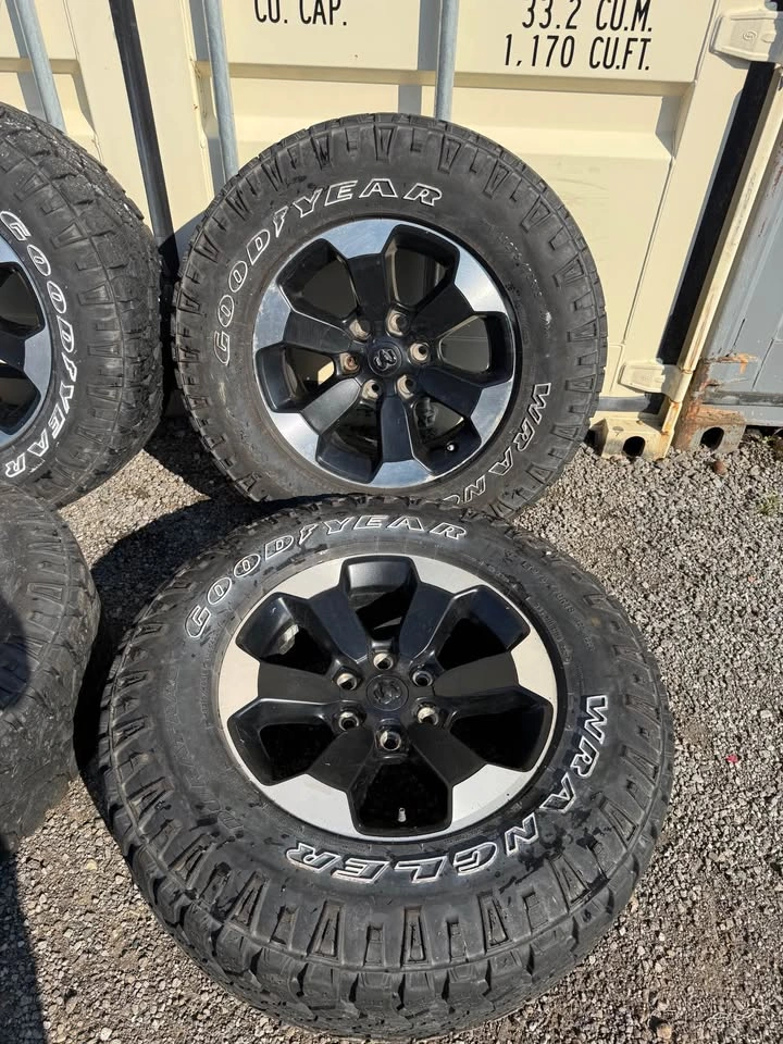 Set of OEM 18” Dodge Ram Rebel Rims On Goodyear Wrangler Tires - photo 2