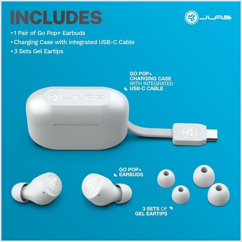 JLab GO Air Pop+ True Wireless Bluetooth Earbuds White - NEW!! - photo 5