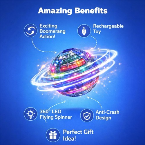 LED Flying Boomerang Ball 360° Interactive Spinner Toy - photo 4