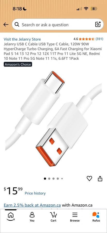 120w 90w Hypercharge USB-A to USB-C Charging Cable - photo 3