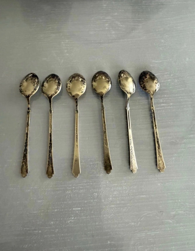 Signed Elo Denmark Sterling Silver Gilt Guilloche Enamel Spoons - photo 2