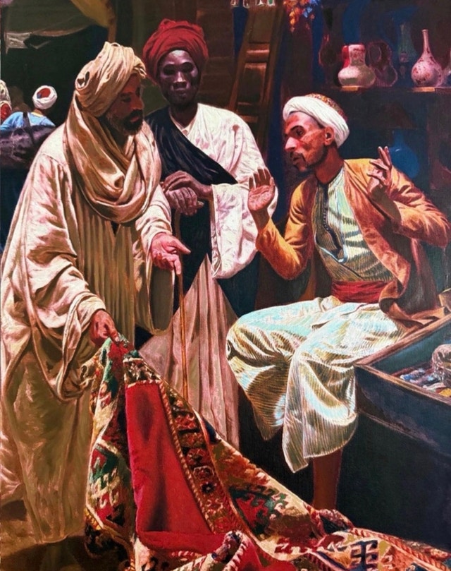 “The Carpet Seller in Egypt” Oil Painting - photo 5