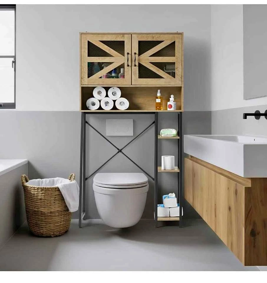 Extra Tall Over The Toilet Storage Cabinet with Barn Doors