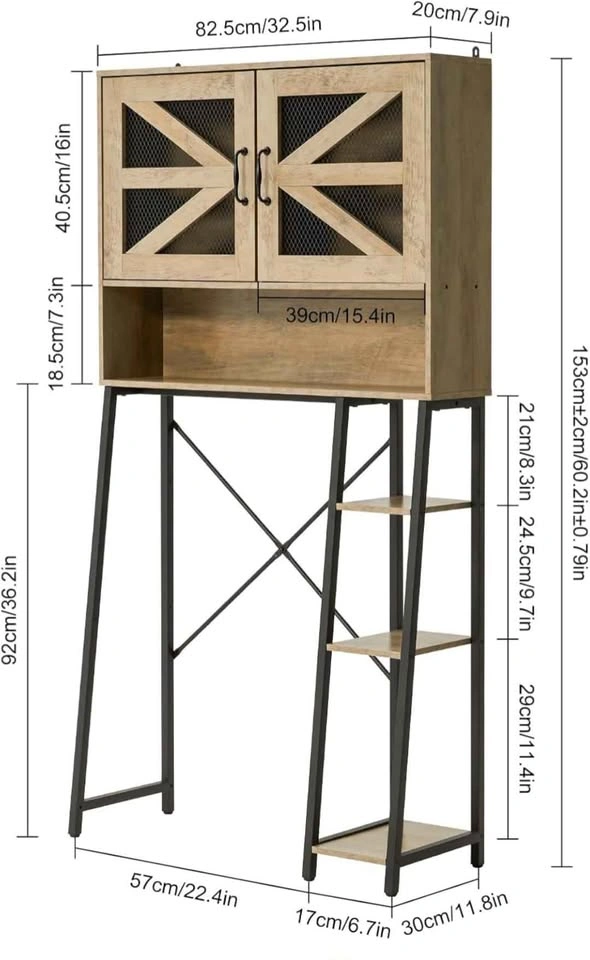 Extra Tall Over The Toilet Storage Cabinet with Barn Doors - photo 2