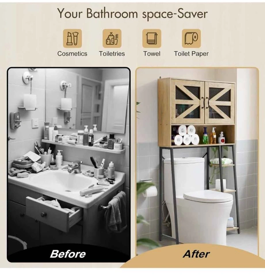 Extra Tall Over The Toilet Storage Cabinet with Barn Doors - photo 3