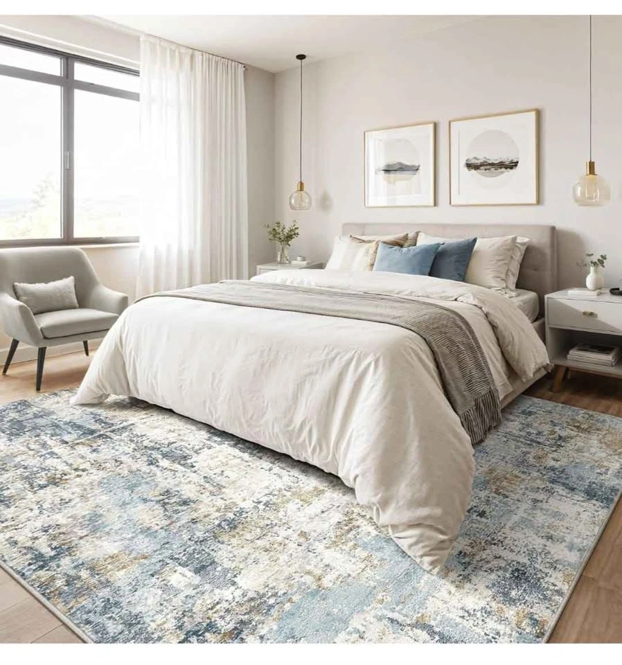 Brand New 9x12 Blue Modern Abstract Washable Area Rug - photo 5