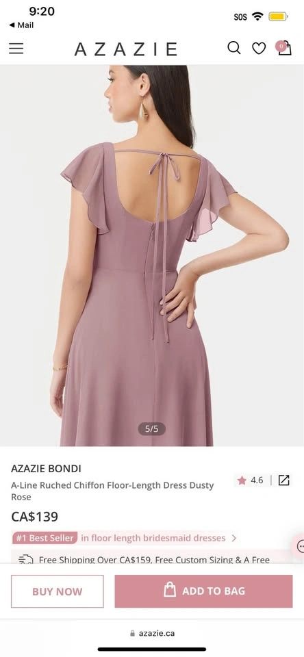 Azazie Bondi in Dusty Rose with garment bag - photo 2