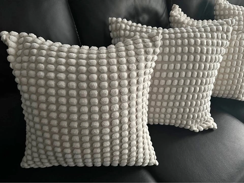 Set of 4 50cmx50cm Cream Textured Throw Pillows