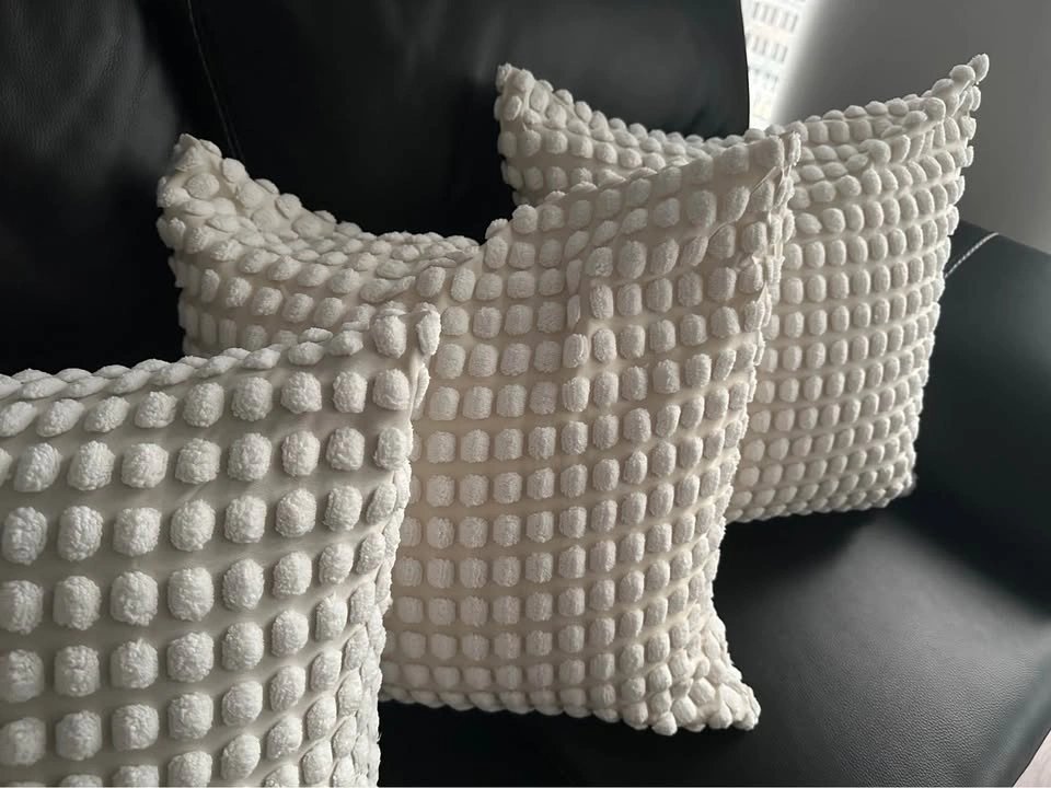 Set of 4 50cmx50cm Cream Textured Throw Pillows - photo 2