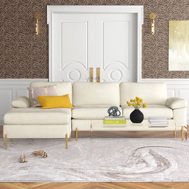 Free 32” TV & Lian Velvet Sectional – Etta Avenue (Wayfair) $550