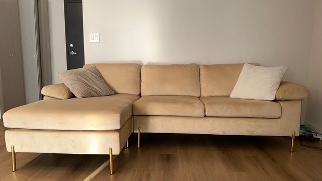 Free 32” TV & Lian Velvet Sectional – Etta Avenue (Wayfair) $550 - photo 2