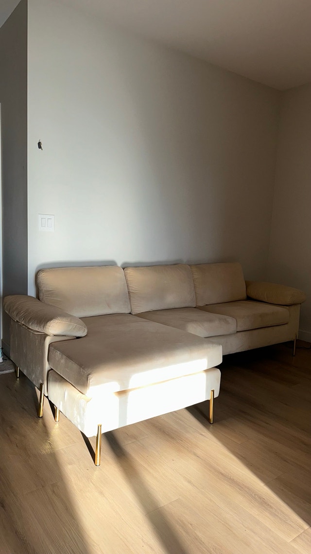 Free 32” TV & Lian Velvet Sectional – Etta Avenue (Wayfair) $550 - photo 4