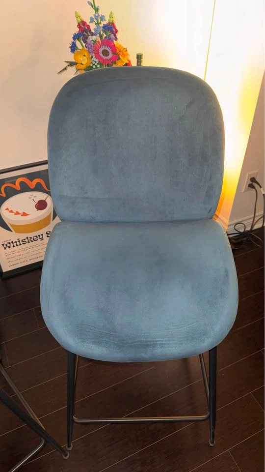 Modern teal velvet bar stool pair - photo 3