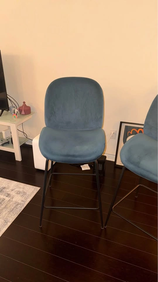 Modern teal velvet bar stool pair - photo 5