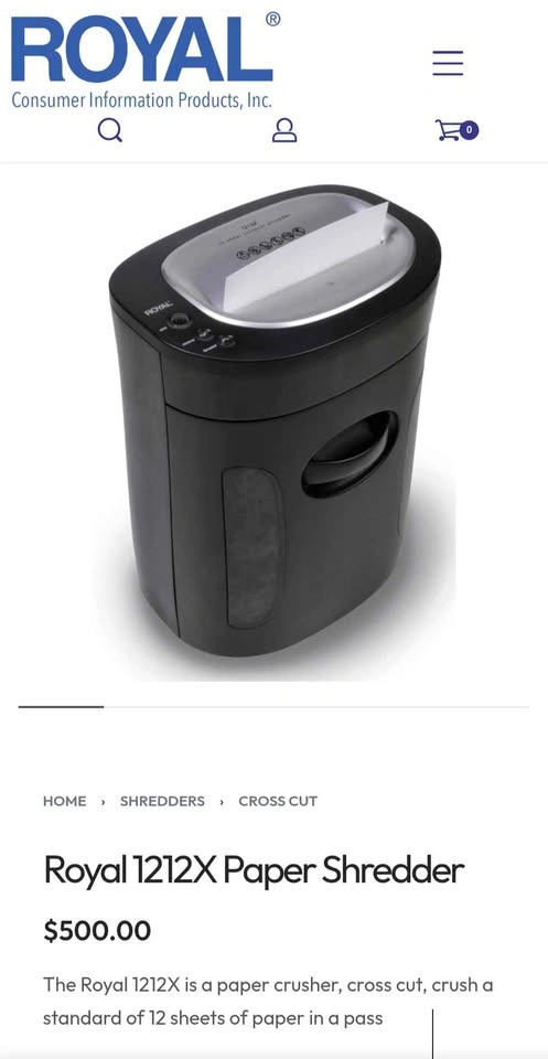 Royal 1212X Paper Shredder - photo 2