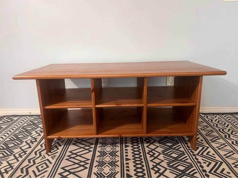 IKEA Leksvik Solid Pine Coffee Table w/ Storage - photo 2