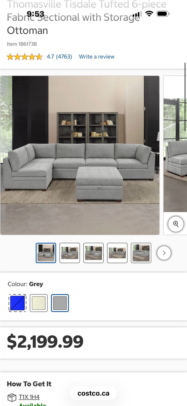 Costco Grey Modular Sectional Couch - photo 5