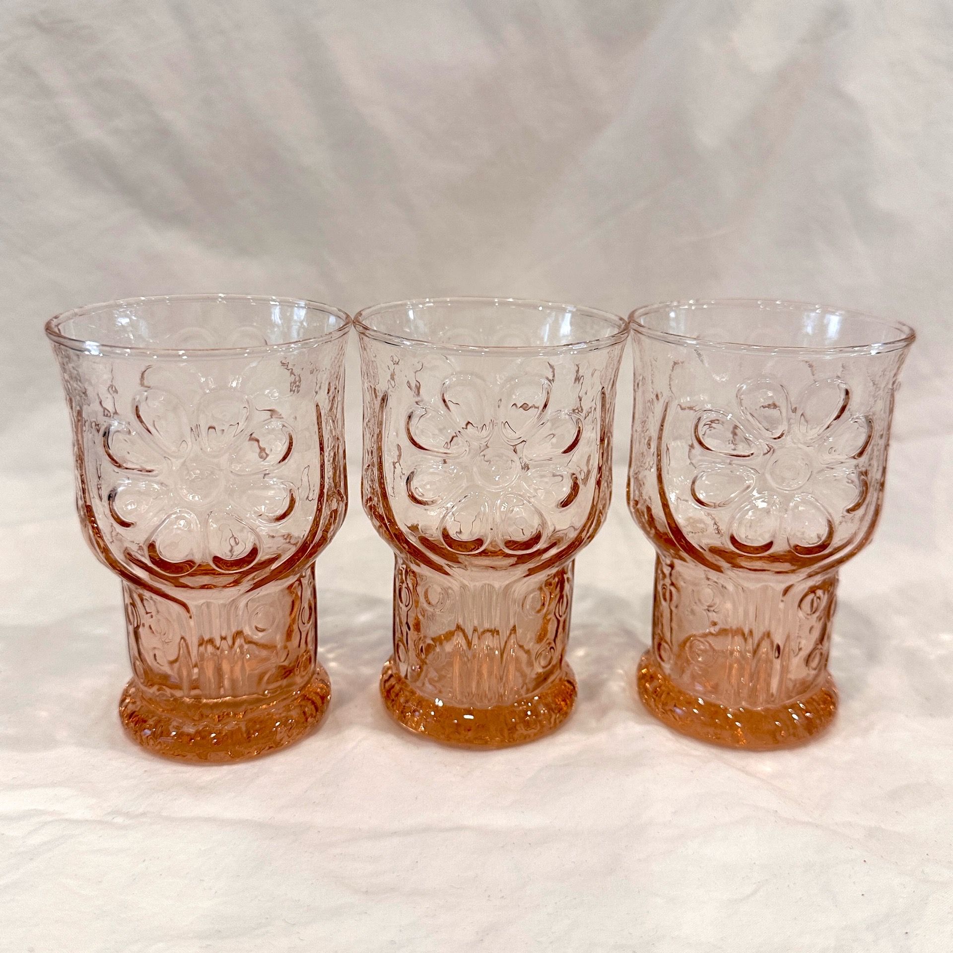 Vintage 70s Libbey Juice Glasses Pink Set of 3