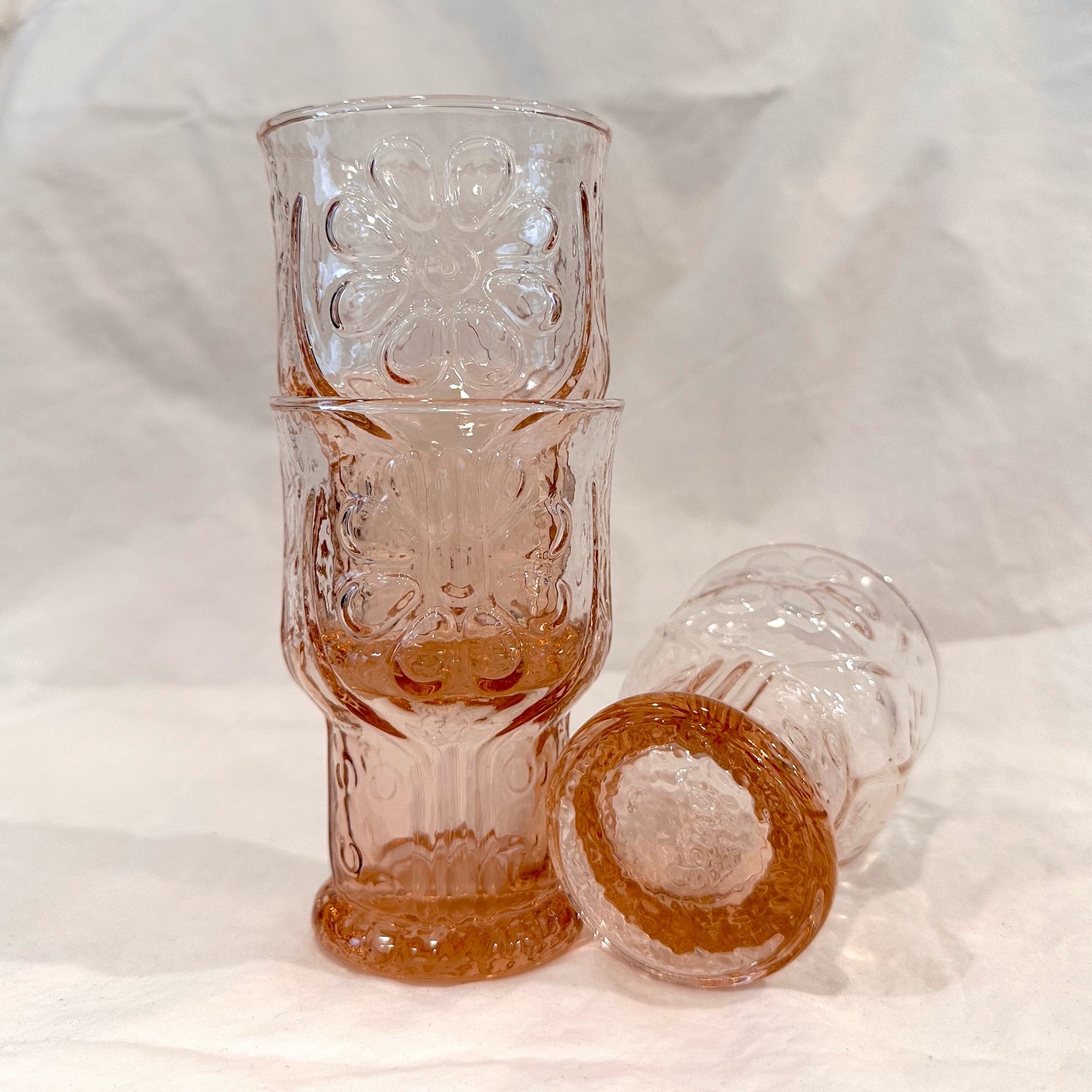 Vintage 70s Libbey Juice Glasses Pink Set of 3 - photo 2