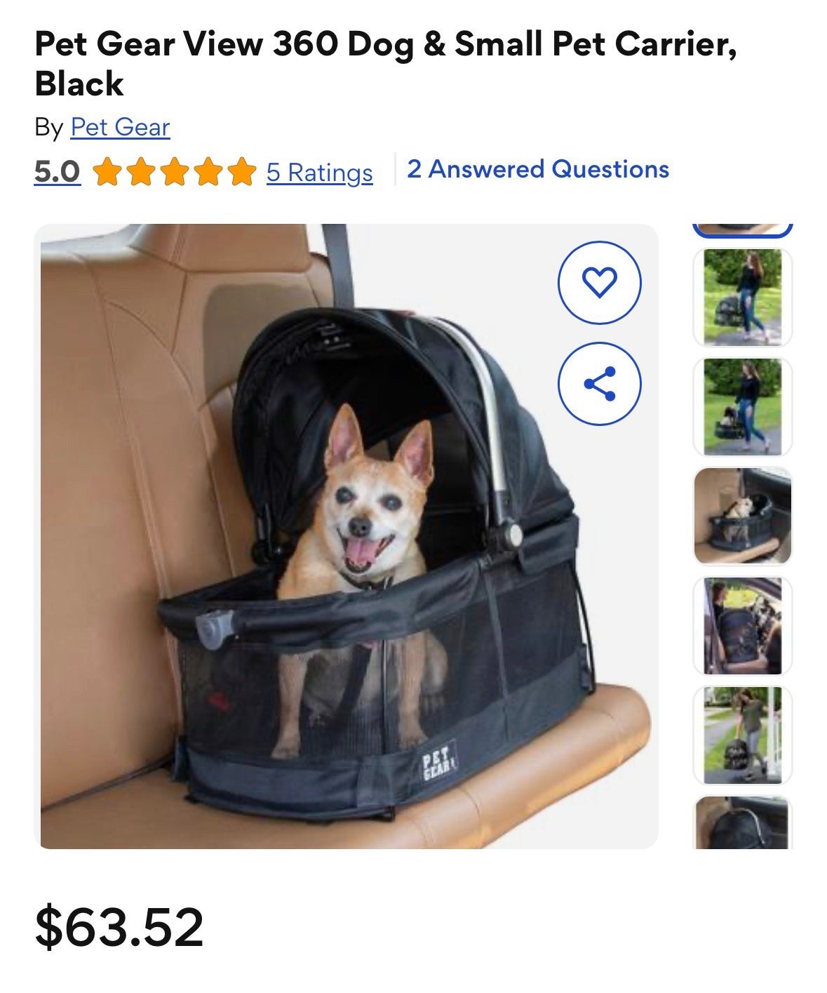 Pet Carrier 360 View Car Seat for Dogs & Cats - photo 3