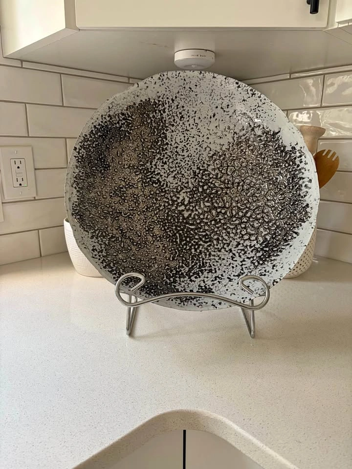 Large 16-Inch Textured Glass Decorative Platter