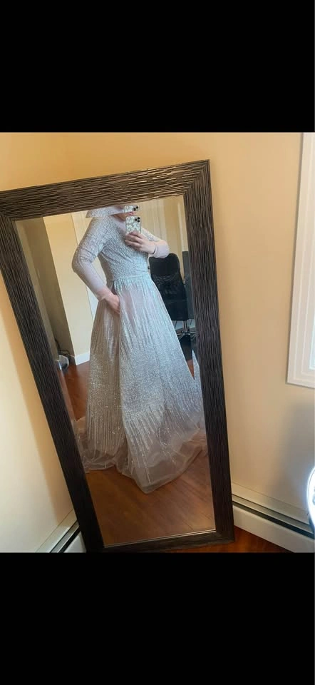 Beaded Long Sleeve Evening Gown - photo 2