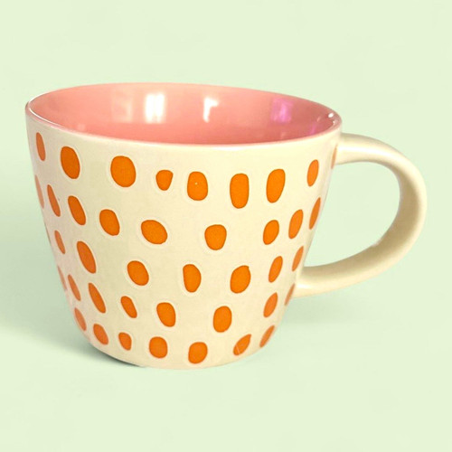 Opalhouse Stoneware Coffee Mug Polka Dot White/Pink/Orange