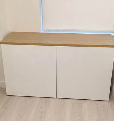 IKEA BESTÅ Storage Cabinet with Solid Wood Top