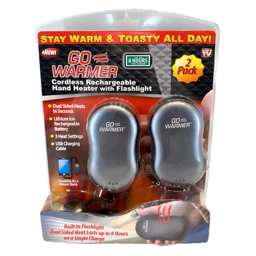 GO WARMER Rechargeable Hand Warmer Power Bank 2-Pack BNIB