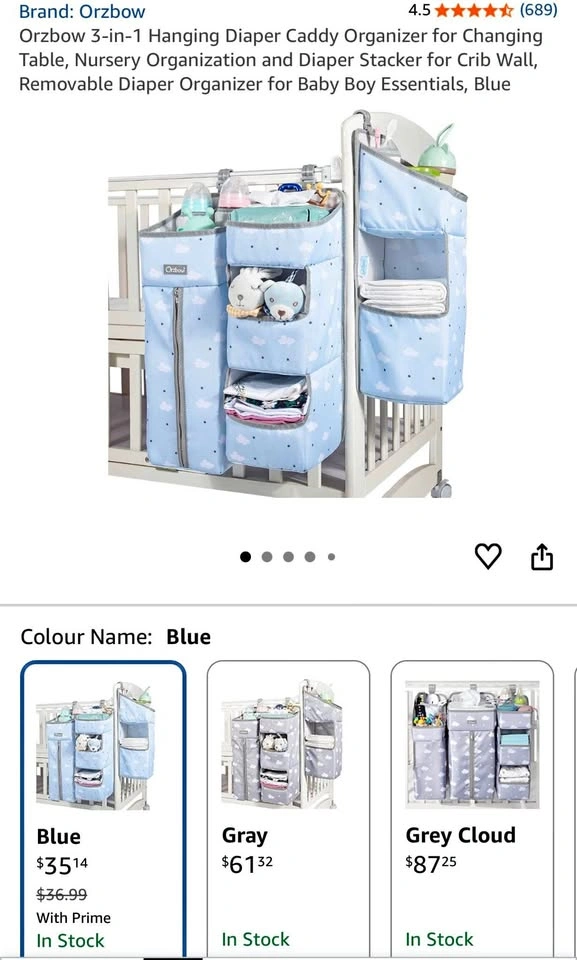 Orzbow 3-in-1 Hanging Diaper Caddy Organizer