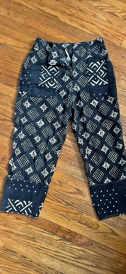 Free People Black and White Patterned Crop Pants