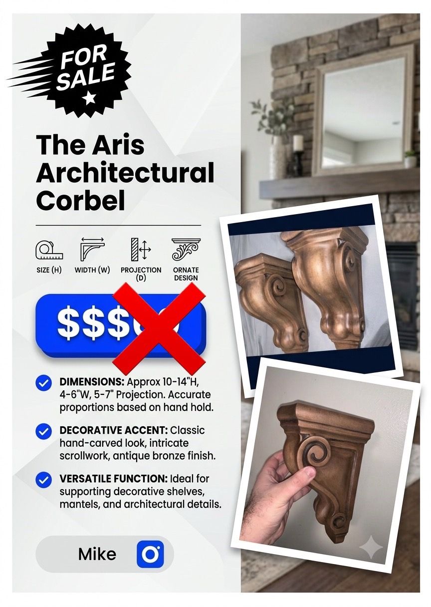 The Aris Architectural Corbel Pair | Faux-Wood Bracket - photo 2