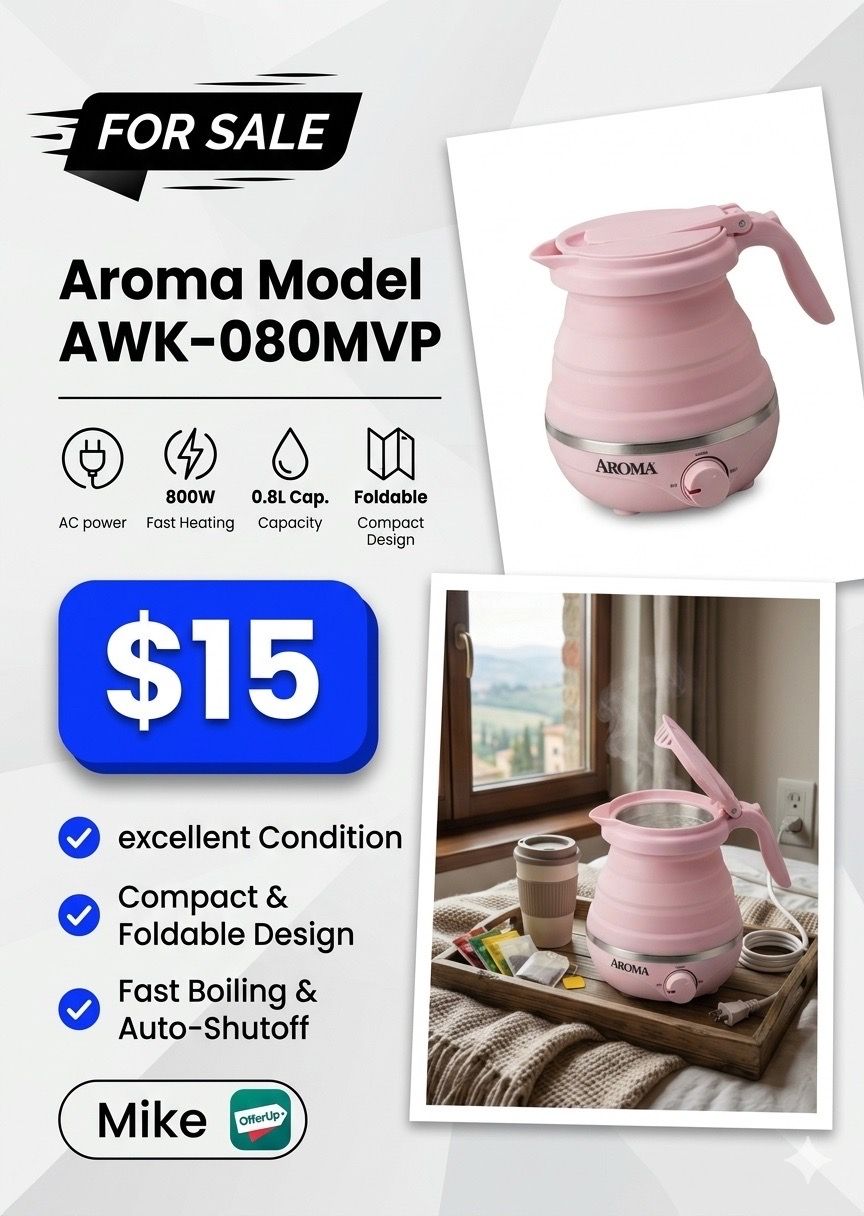 Aroma Foldable Electric Kettle AWK-080MVP 0.8L - photo 2