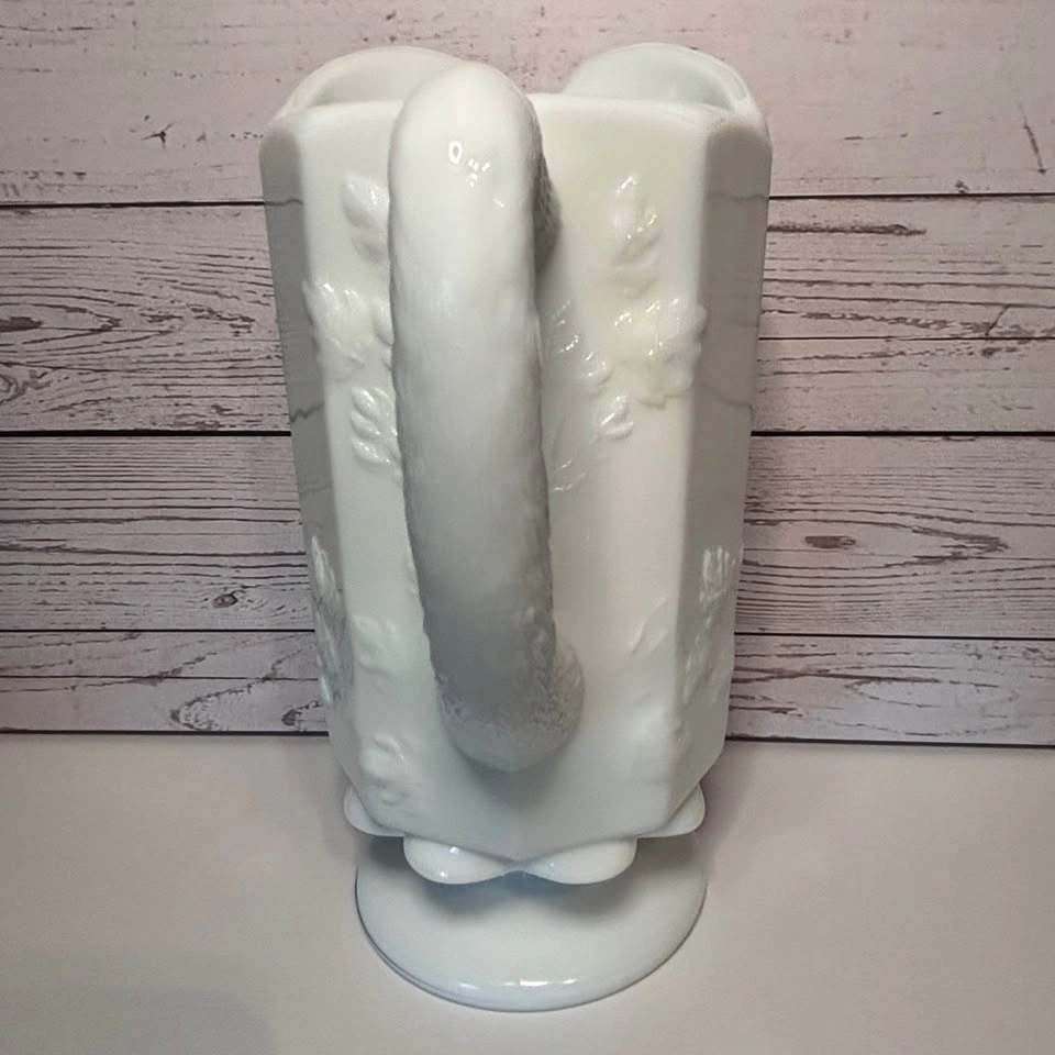 Vintage Westmoreland Milk Glass Pitcher Paneled Grape 9” - photo 2