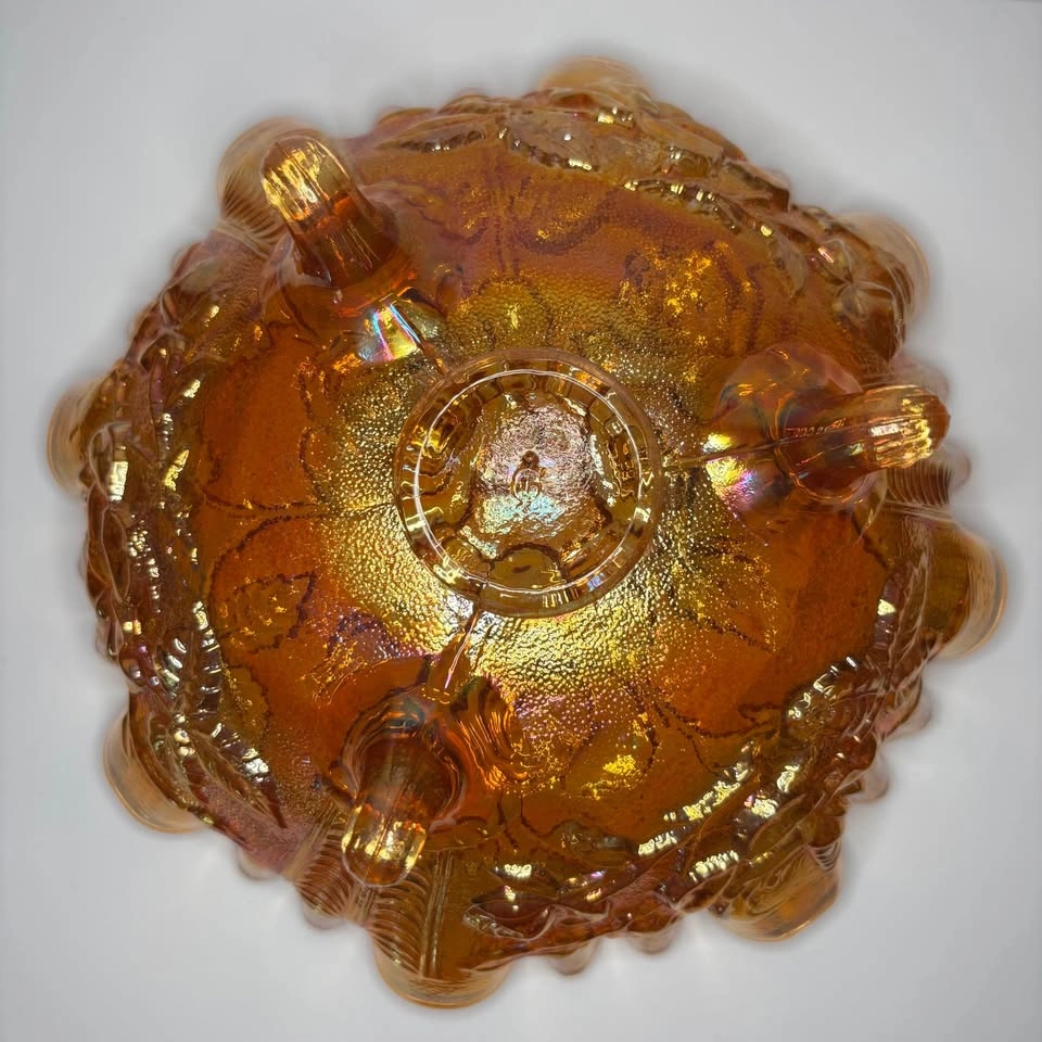 Vintage Carnival Glass Footed Bowl, Imperial Lustre Rose - photo 4