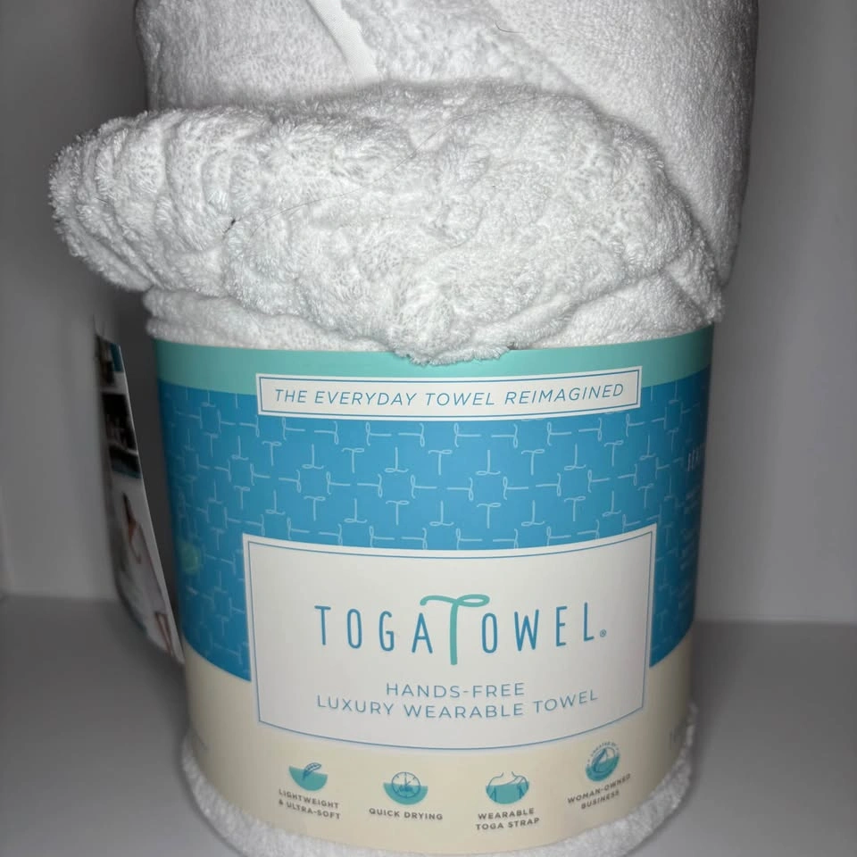 Wearable Toga Towel - Hands Free Wrap (White, Brand New)