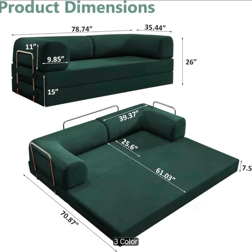 Brand new 79" Folding Sofa Bed, 4-In-1 Modular Sofa - photo 3