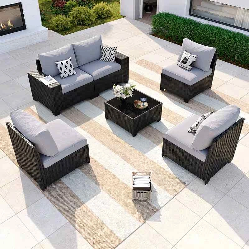 Brand new 6pc patio sectional set. In boxes . Unassembled