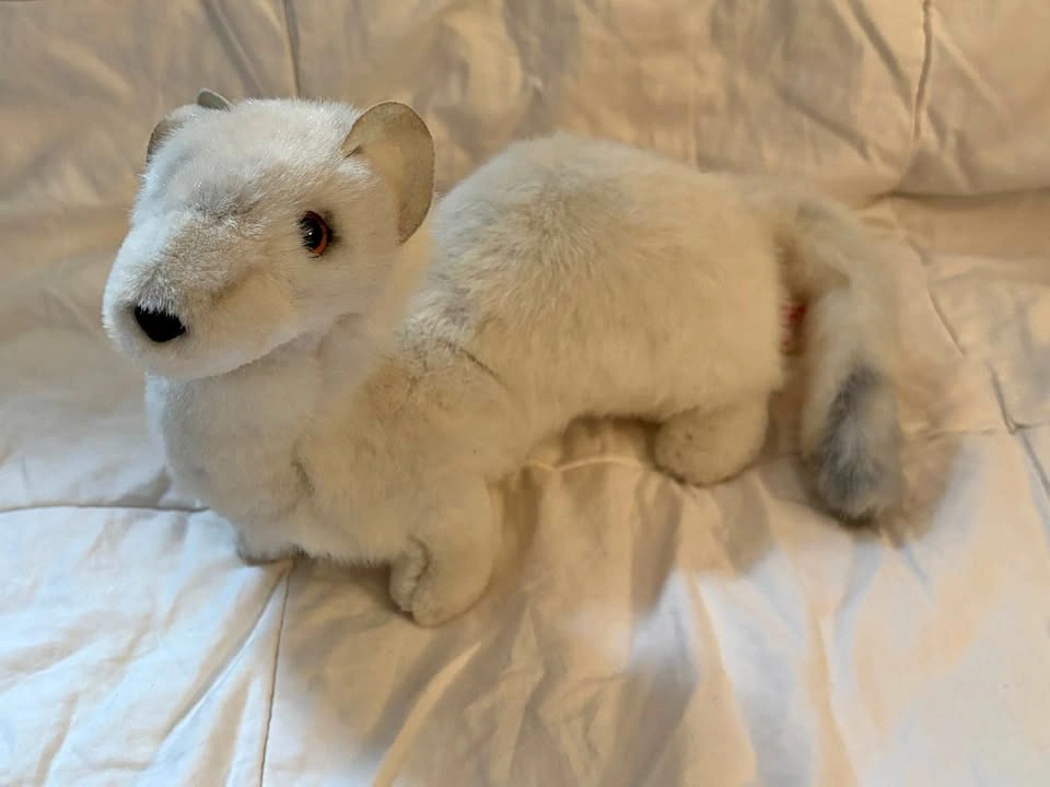 Vtg Douglas Cuddle Toys Albino Ferret Plush Pink Tag 1990s