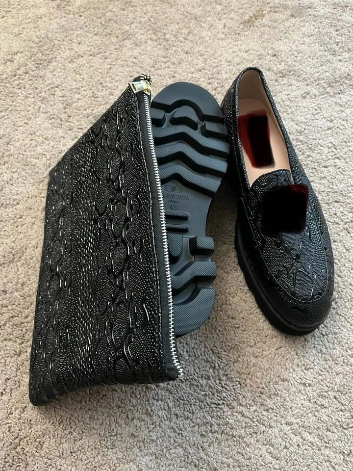 Brand New Black dress shoes with bag (US 11.5/ EUR 45) - photo 5